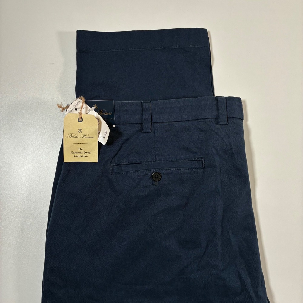 NEW Brooks Brothers Chinos 44x30 Navy Clark Fit Garment Dyed Supima Stretch